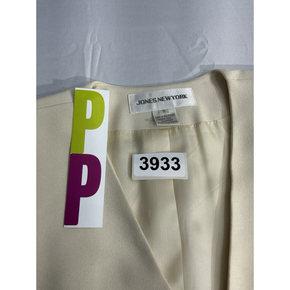 Womans Jones NY Size 8 Ivory Blazer Lined One Button Padded Shoulders - Picture 3 of 8